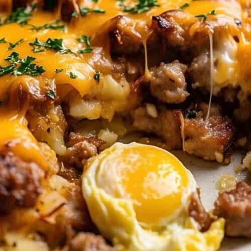 Sausage, Egg, and Cheese Hashbrown Breakfast Casserole Recipe