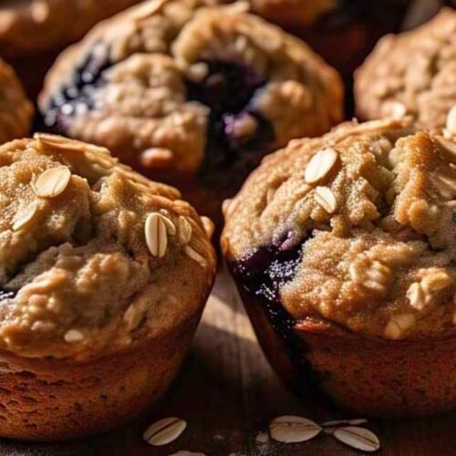 Gluten Free Oatmeal Banana Blueberry Muffins